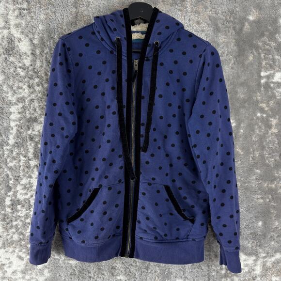 Boden Jackets & Blazers - Boden Size S Polka Dot Drawstring Full Zip Jacket Purple Fleece Lined Hooded